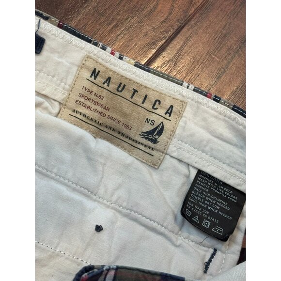 Nautica Clipper Relax Fit Plaid Patchwork Shorts 35W Cotton Blend Multicolor - Picture 2 of 5